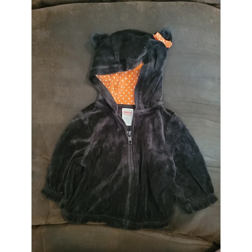 Gymboree Halloween shop black cat sweatshirt 3 6 months